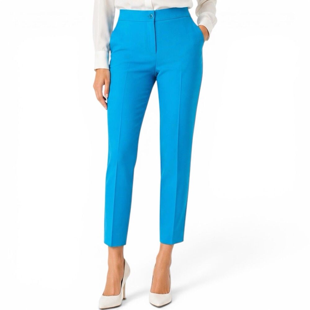 ETRO Women Blue Tailored Trousers Dress Pants IT 40 US 4 Italy Viscose Slim